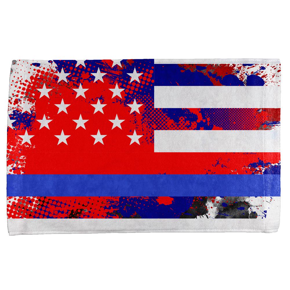 Thin Blue Line Police Lives Matter Distressed Splatter All Over Hand Towel Hand Towel Old Glory OS Multi 