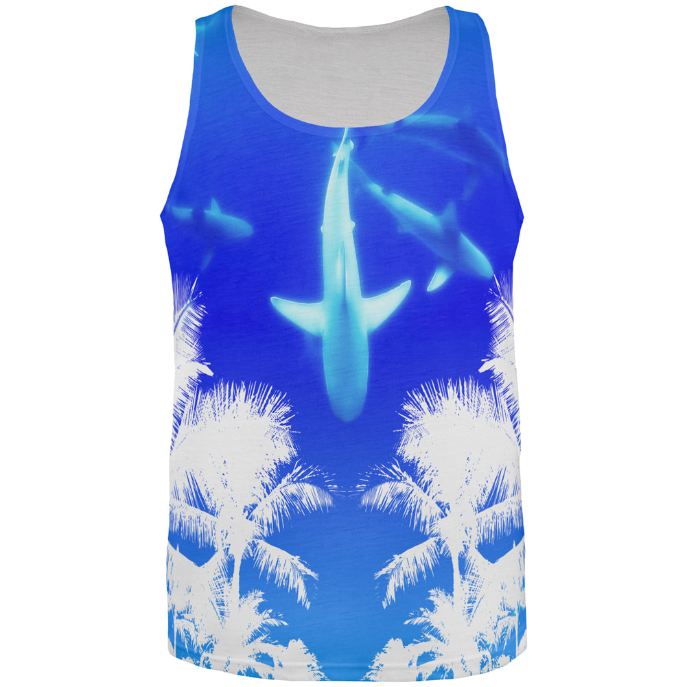 Summer Shark Beach Party All Over Mens Tank Top Men's Tank Tops Old Glory 2XL Multi 