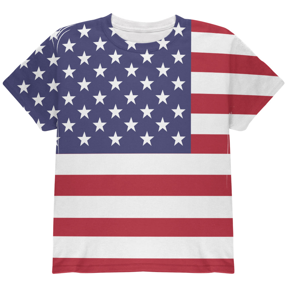 USA Flag All Over Youth T Shirt Youth T-Shirts global YLG Multi 