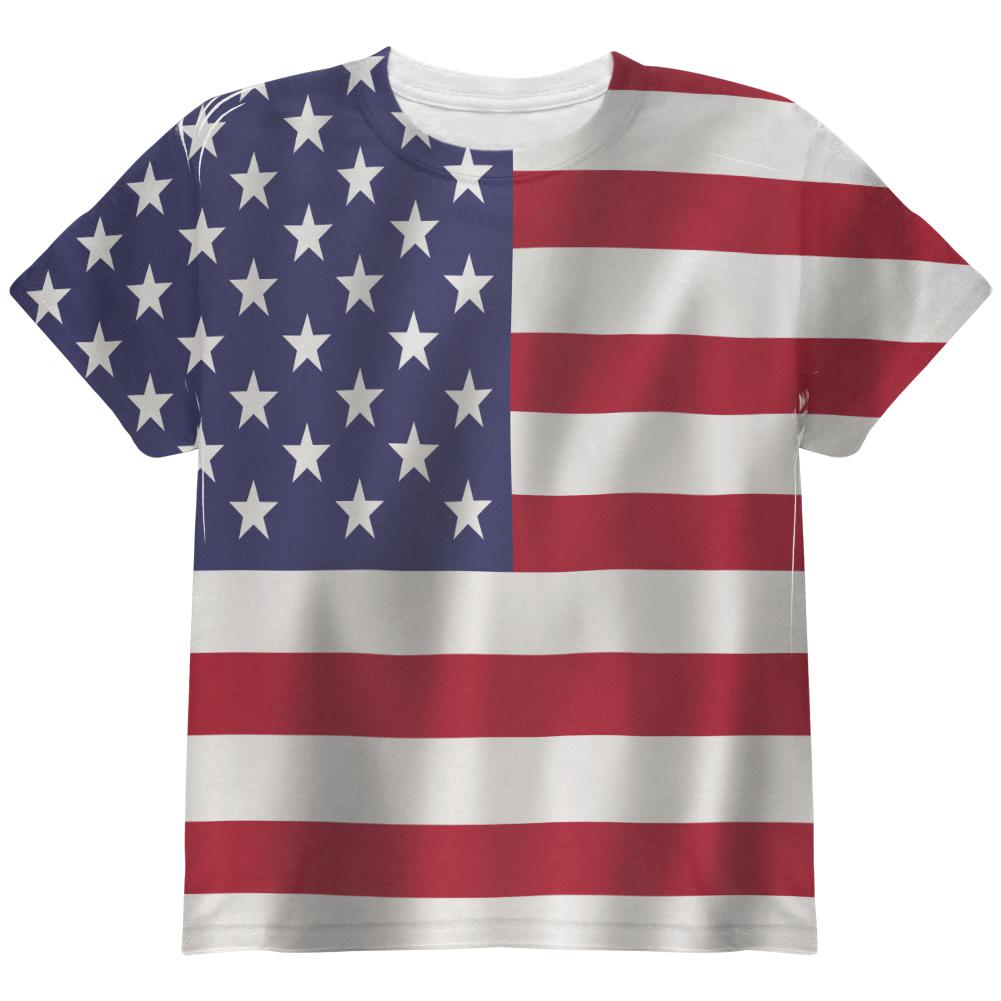 American Flag All Over Youth T Shirt Youth T-Shirts Old Glory LG Multi 