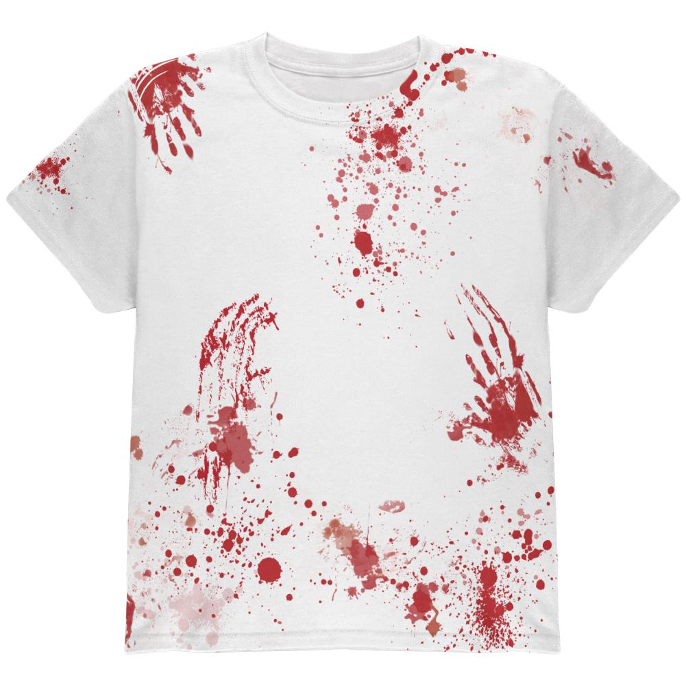 Hallowen Blood Splatter Zombie All Over Youth T Shirt Youth T-Shirts Old Glory LG Multi 