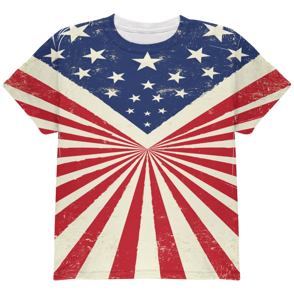 American Flag Sunburst All Over Youth T Shirt Youth T-Shirts Old Glory LG Multi 