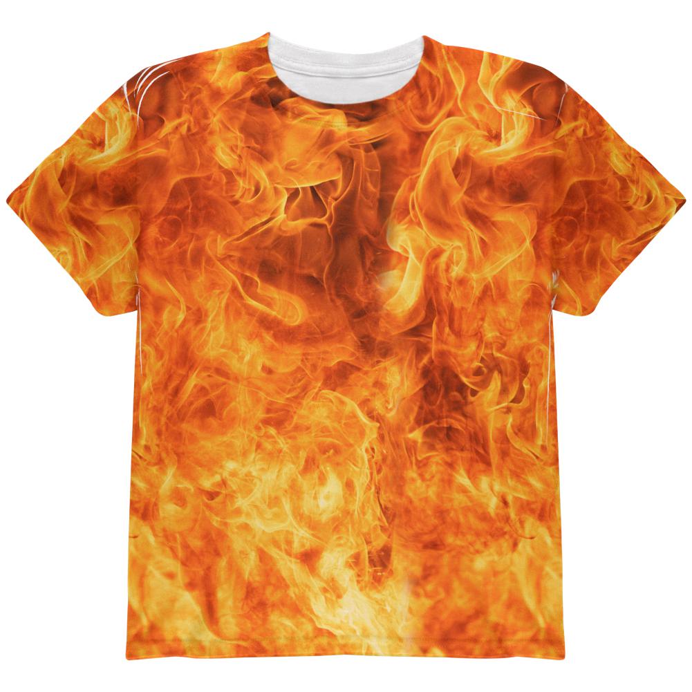 Flames Fire Costume Halloween All Over Youth T Shirt Youth T-Shirts Old Glory LG Multi 