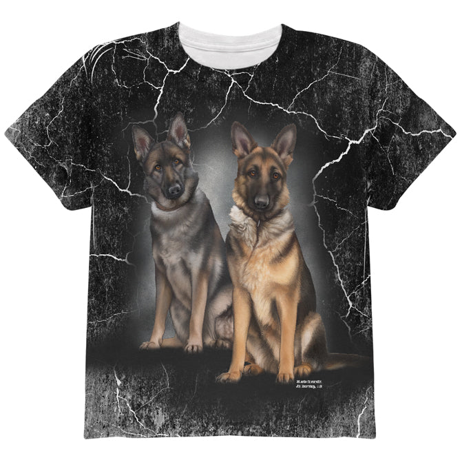 German Shepherds Live Forever All Over Youth T Shirt Youth T-Shirts Old Glory YLG Multi 