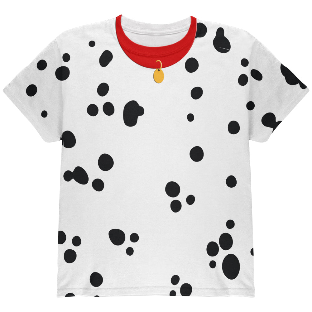 Halloween Costume Dalmatian with Red Collar Big Kids Sublimation T Shirt Youth T-Shirts Old Glory SM  