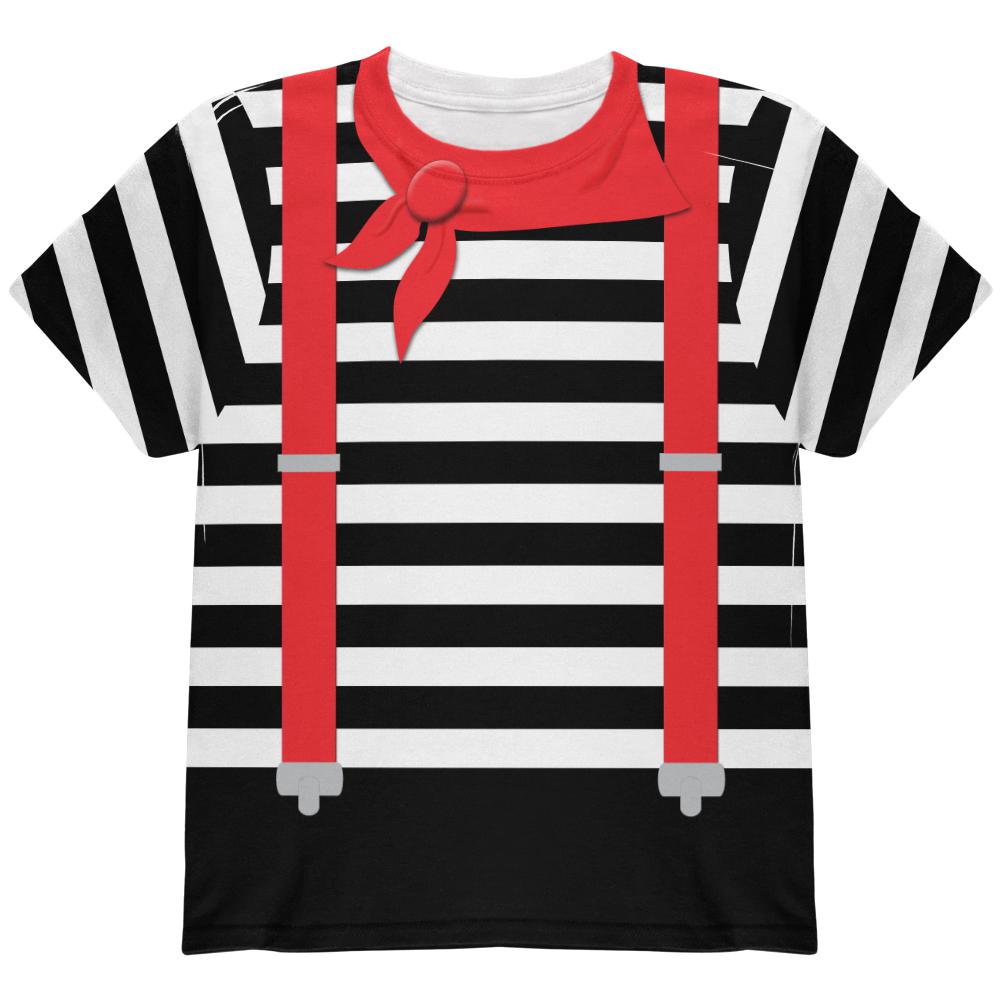 Halloween French Mime Costume All Over Youth T Shirt Youth T-Shirts Old Glory LG Multi 