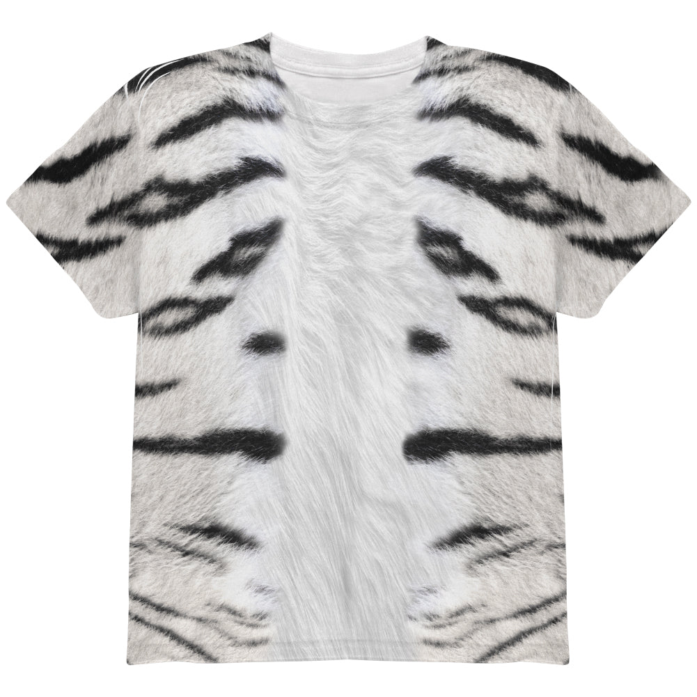 Halloween Costume White Siberian Tiger Costume All Over Youth T Shirt Youth T-Shirts Old Glory SM  