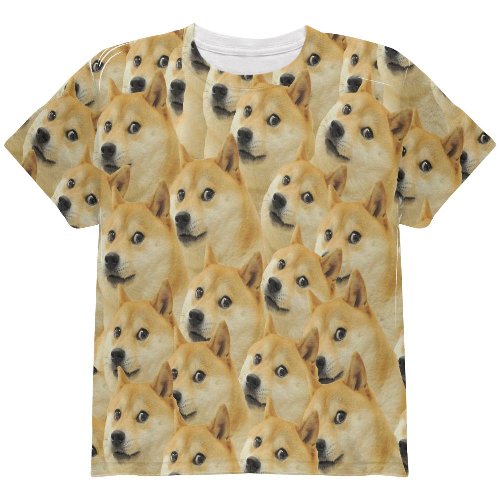 Doge Meme Funny All Over Youth T Shirt Youth T-Shirts Old Glory YLG Multi 