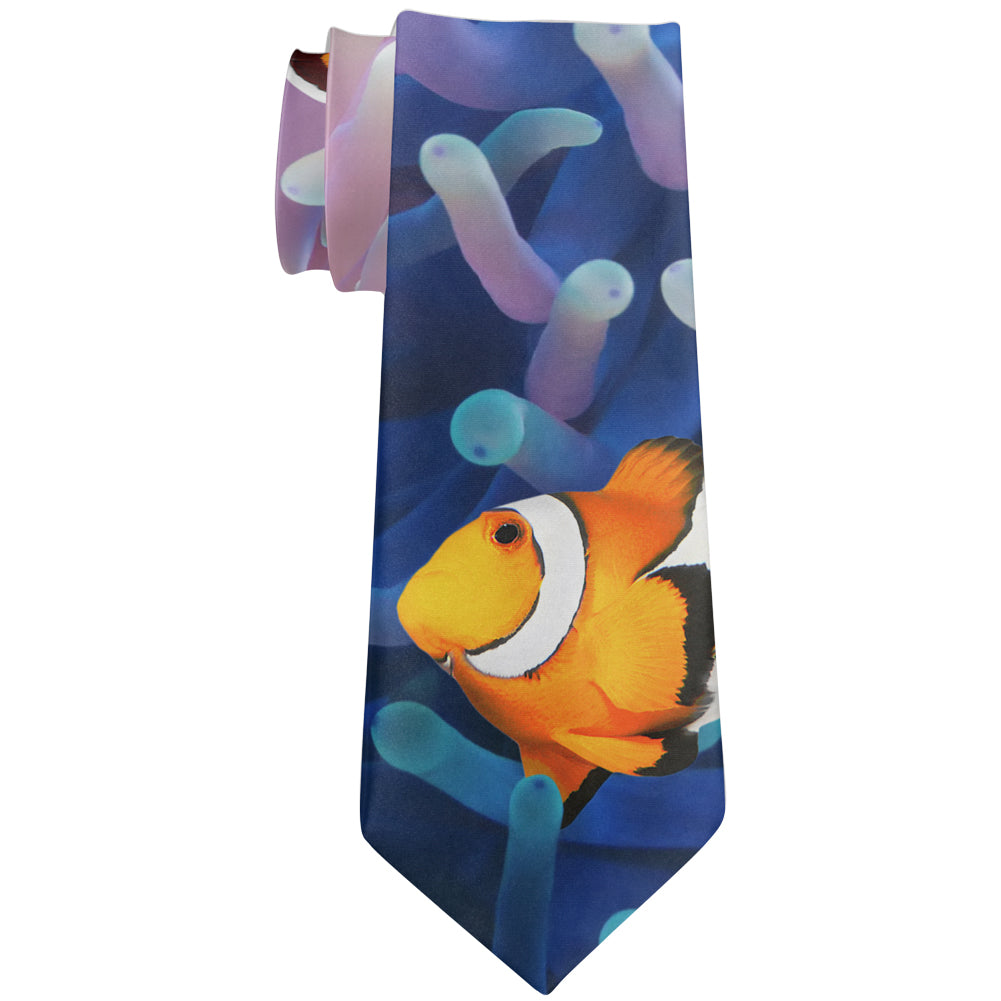 Clownfish Sea Anemone All Over Neck Tie Men's Neck Ties Old Glory OS Multicolored 