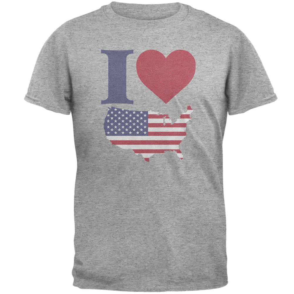 4th of July I Heart Love America Halftone Mens T Shirt Men's T-Shirts Old Glory 2XL Heather 