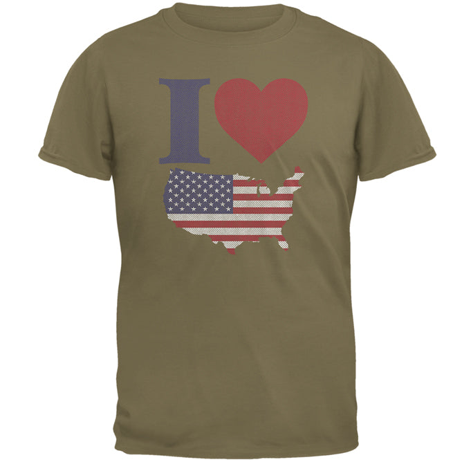 4th of July I Heart Love America Halftone Mens T Shirt Men's T-Shirts Old Glory 2XL Prairie Dust 