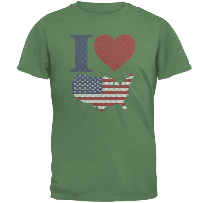 4th of July I Heart Love America Halftone Mens T Shirt Men's T-Shirts Old Glory MD Turf 