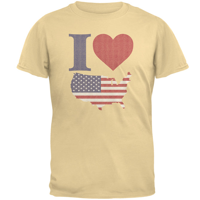 4th of July I Heart Love America Halftone Mens T Shirt Men's T-Shirts Old Glory 2XL Yellow Haze 