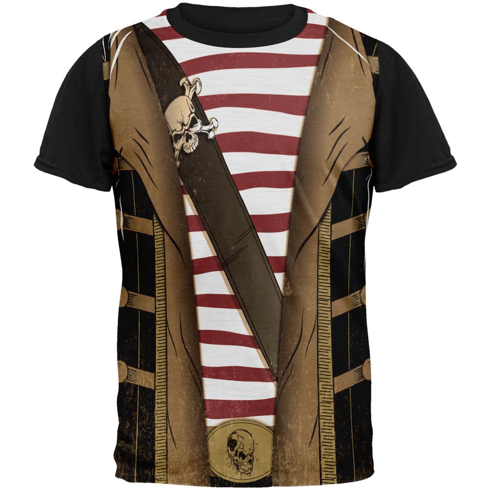 Halloween Grunge Pirate Costume All Over Mens Black Back T Shirt Men's T-Shirts Old Glory MD Multi 