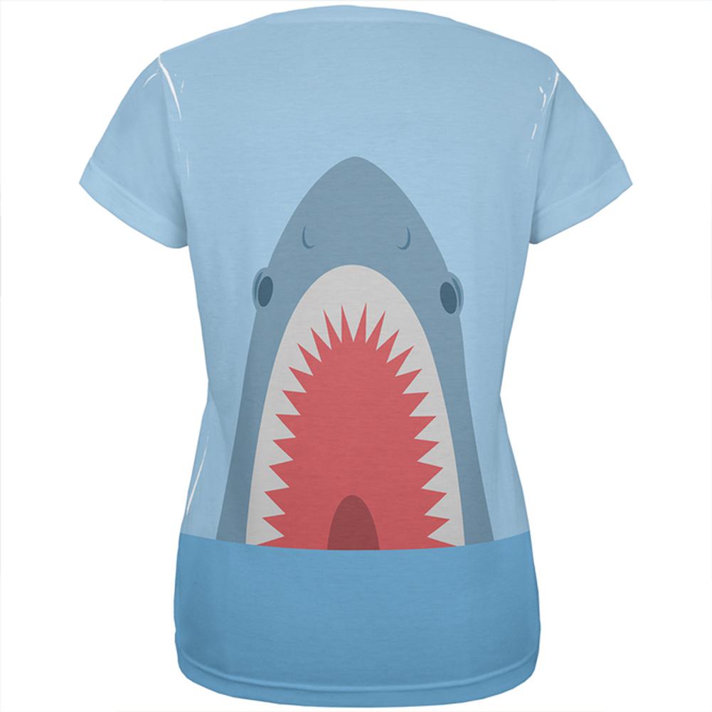 Cute Fun Shark Attack All Over Womens T Shirt Women's T-Shirts Old Glory   