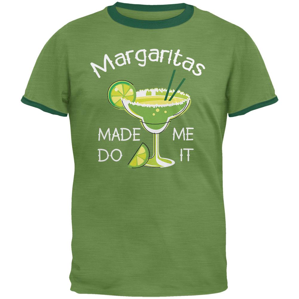 Cinco de Mayo Margaritas Made Me Do It Mens Ringer T Shirt Men's T-Shirts Old Glory 2XL Heather Green-Forest 