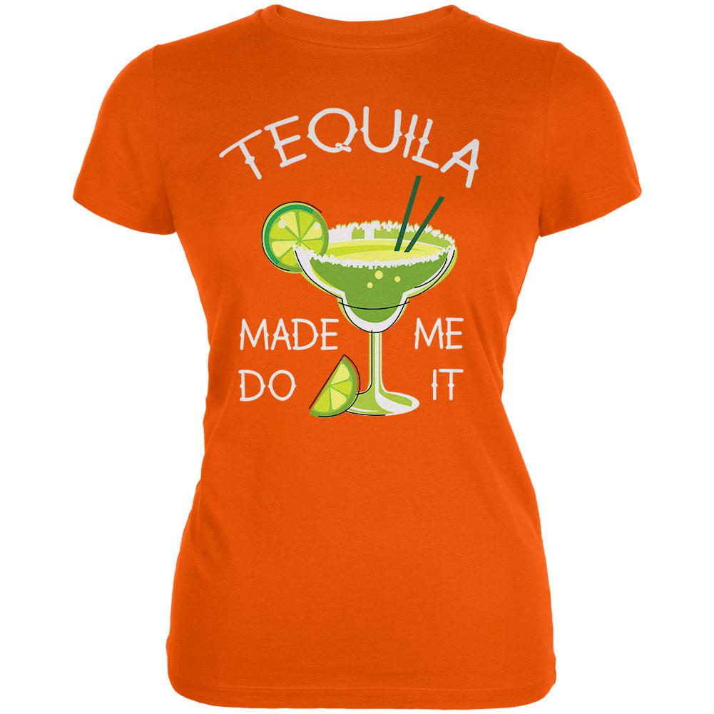 Cinco de Mayo Tequila Made Me Do It Juniors Soft T Shirt Juniors T-Shirts Old Glory 2XL Orange 