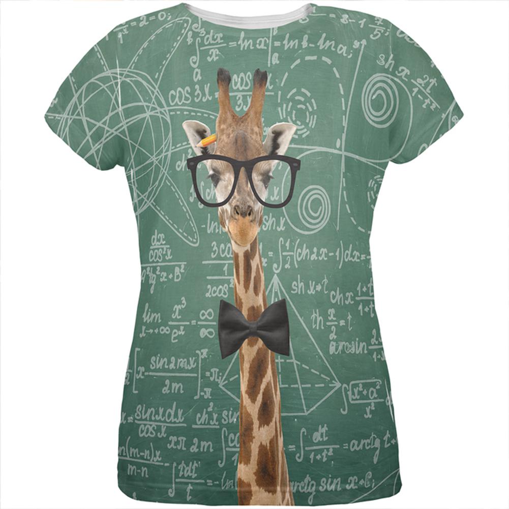 Giraffe Geek Math Formulas All Over Womens T Shirt Women's T-Shirts Old Glory 2XL Multi 