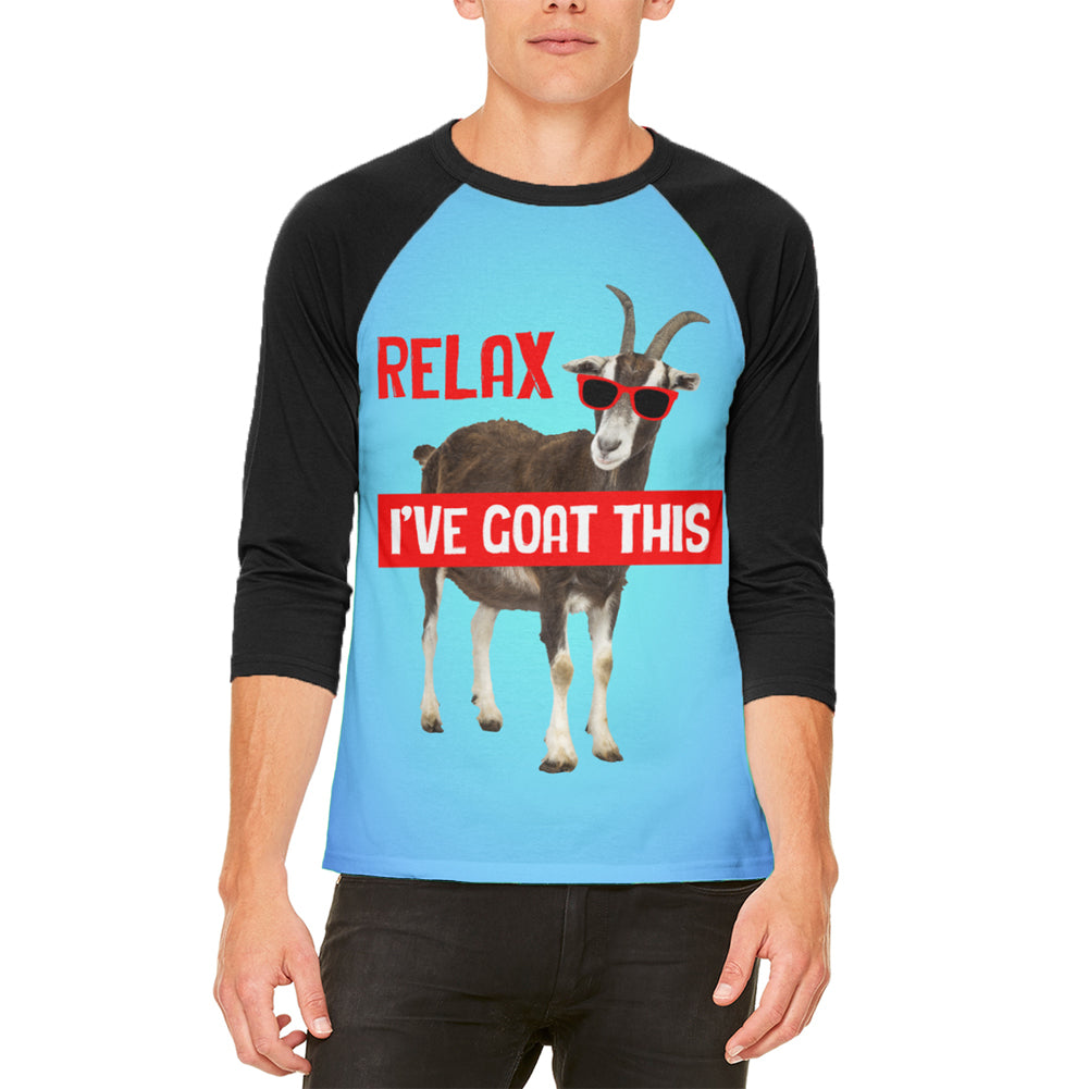 Relax I've Goat Got This Mens Raglan T Shirt Men's T-Shirts Old Glory LG White 