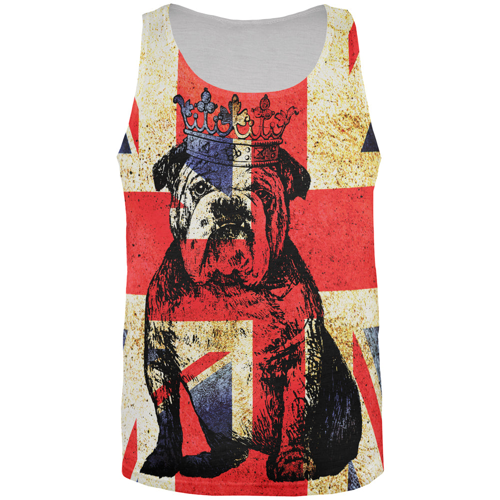 English British Bulldog Crown Grunge Flag All Over Mens Tank Top Men's Tank Tops Old Glory 2XL Multicolored 