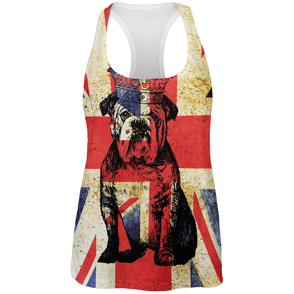 English British Bulldog Crown Grunge Flag All Over Womens Work Out Tank Top Women's Tank Tops Old Glory 2XL Multicolored 