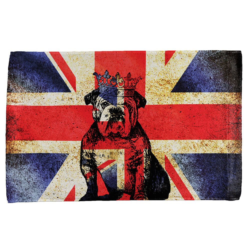 English British Bulldog Crown Grunge Flag All Over Hand Towel Hand Towel Old Glory OS Multicoloured 