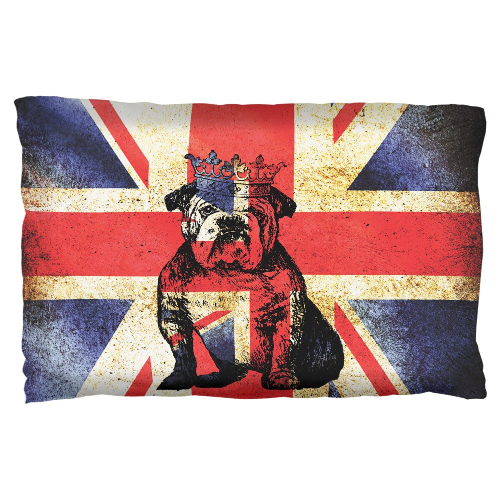 English British Bulldog Crown Grunge Flag Pillow Case Pillowcases Old Glory OS Multicolored 