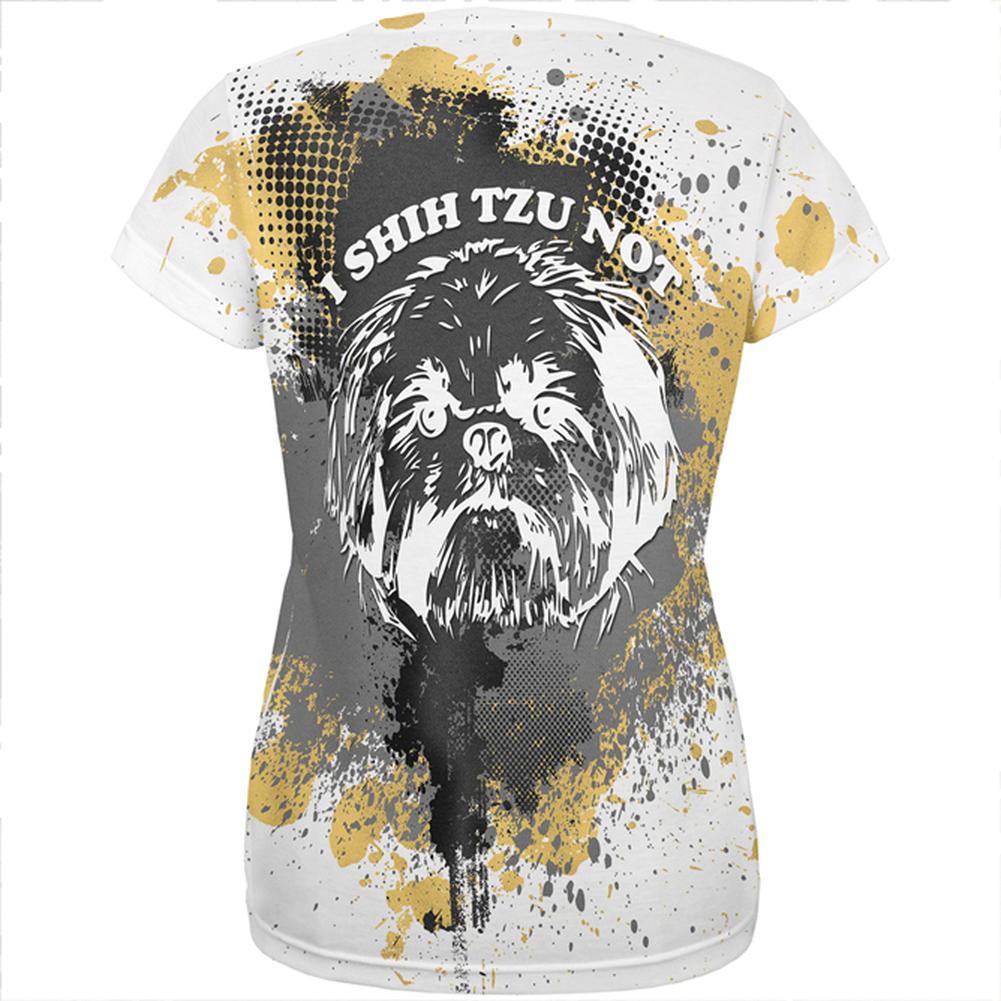 I Shih Tzu Not Funny Splatter Grunge All Over Womens T Shirt Women's T-Shirts Old Glory   