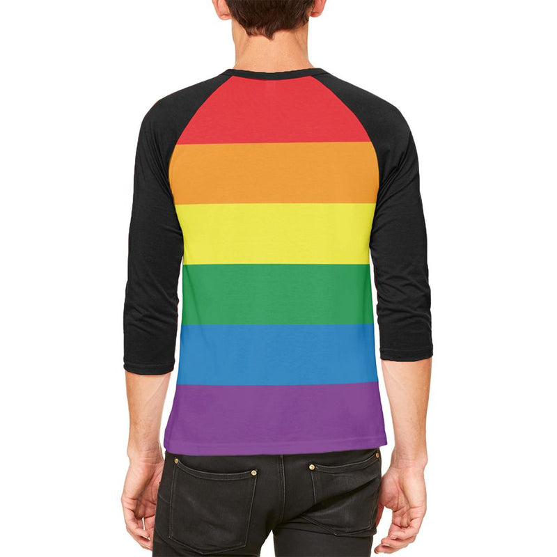 Rainbow Gay Pride Flag Mens Raglan T Shirt Men's Raglans Old Glory   