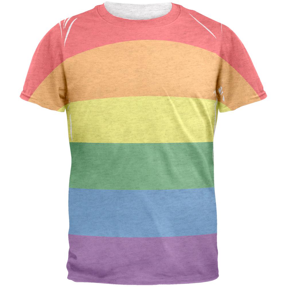 Rainbow Gay Pride Flag Mens T Shirt Men's T-Shirts Old Glory 2XL Heather White 