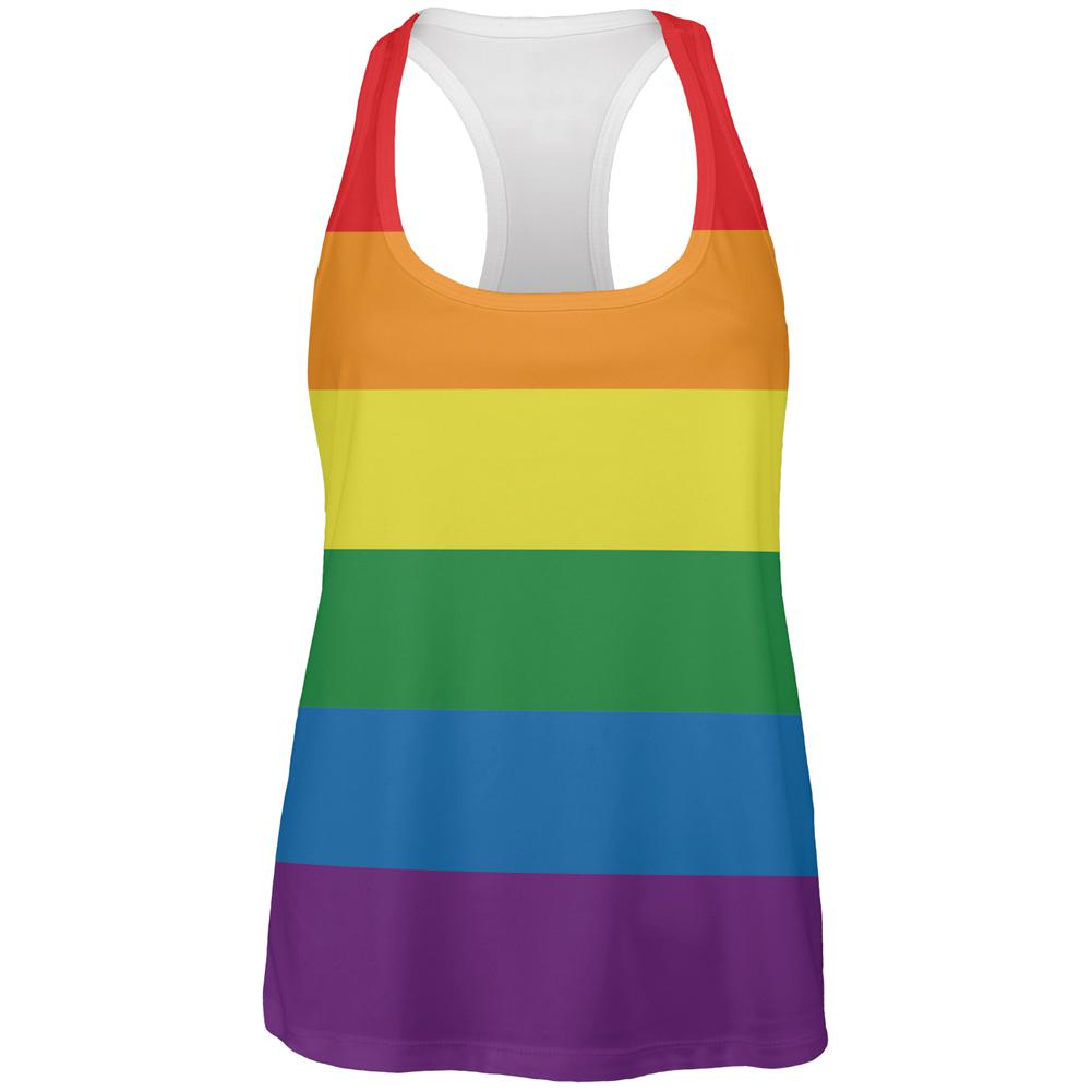 Rainbow Gay Pride Flag All Over Womens Work Out Tank Top Women's Tank Tops Old Glory 2XL Multi 