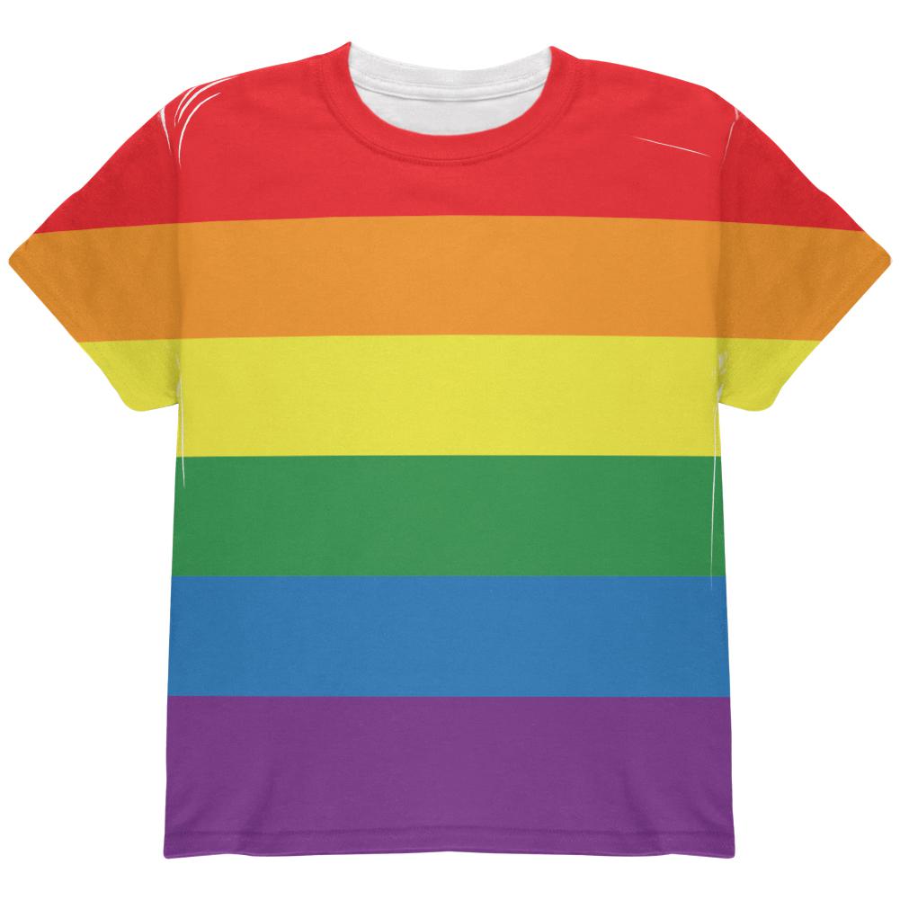 Rainbow Gay Pride Flag All Over Youth T Shirt Youth T-Shirts Old Glory LG Multi 