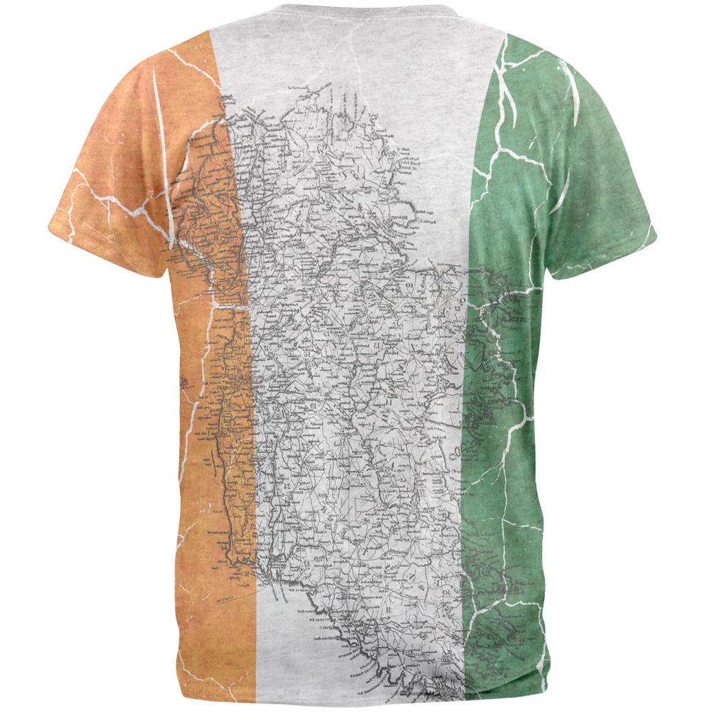 St Patrick's Day Vintage Irish Map Flag Distressed Mens T Shirt Men's T-Shirts Old Glory   