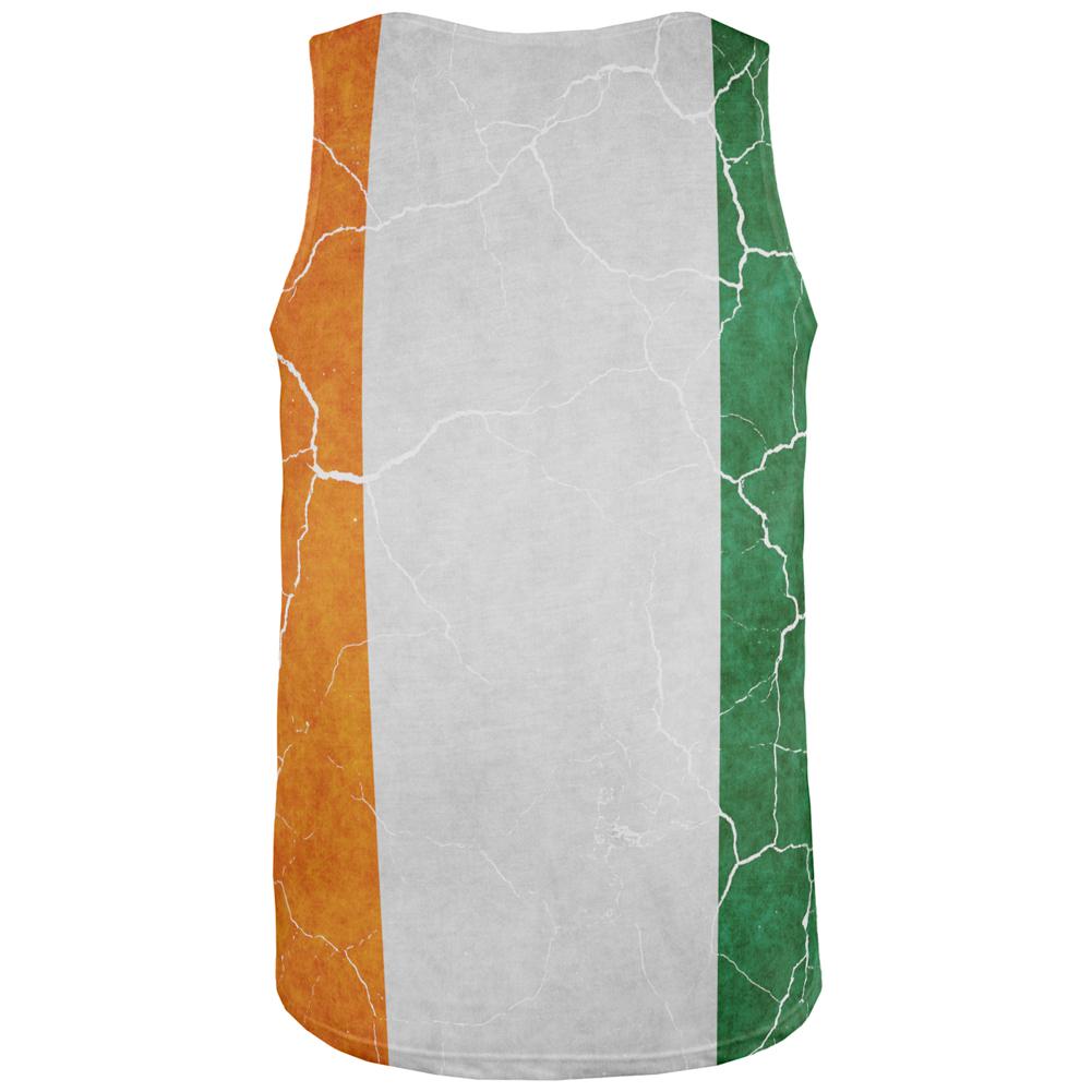 St Patrick's Day Vintage Irish Map Flag Distressed All Over Mens Tank Top Men's Tank Tops Old Glory   