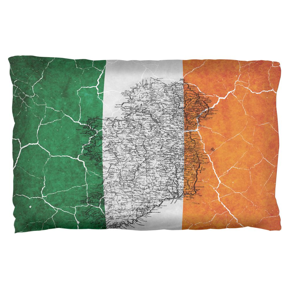 St Patrick's Day Vintage Irish Map Flag Distressed Pillowcase Pillowcases Old Glory OS  