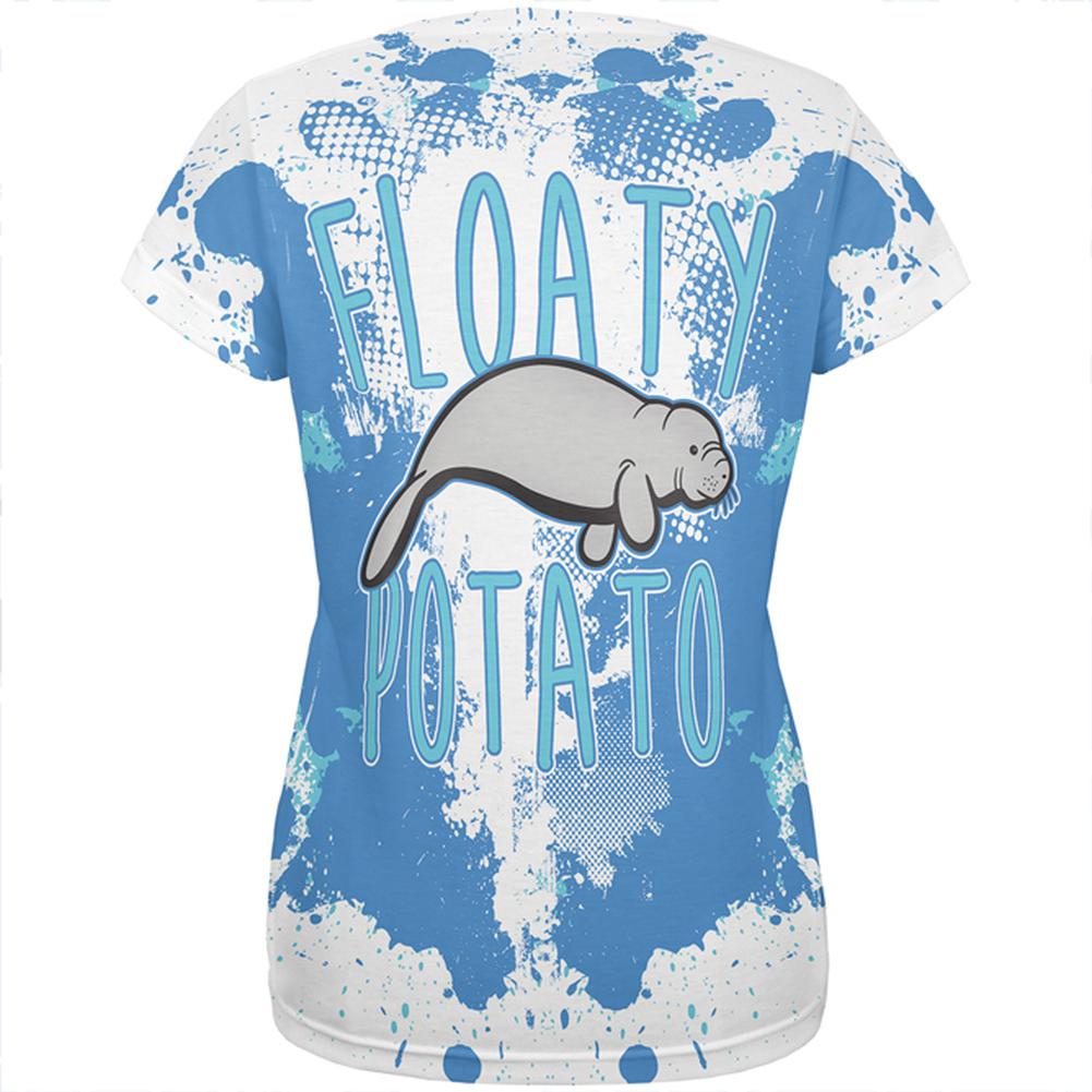 Floaty Potato Manatee Funny Grunge Splatter All Over Womens T Shirt Women's T-Shirts Old Glory   