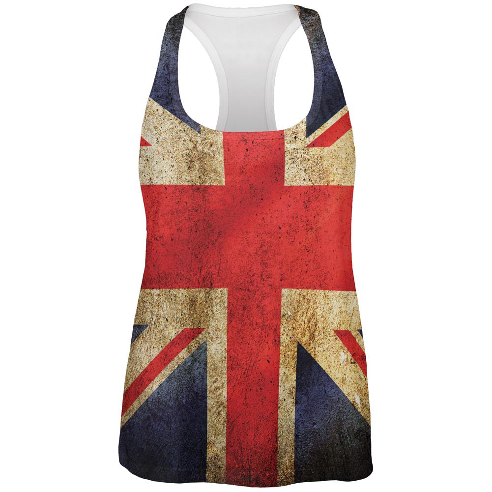 British Flag Union Jack Grunge Distressed All Over Womens Work Out Tank Top Women's Tank Tops Old Glory 2XL Multi 