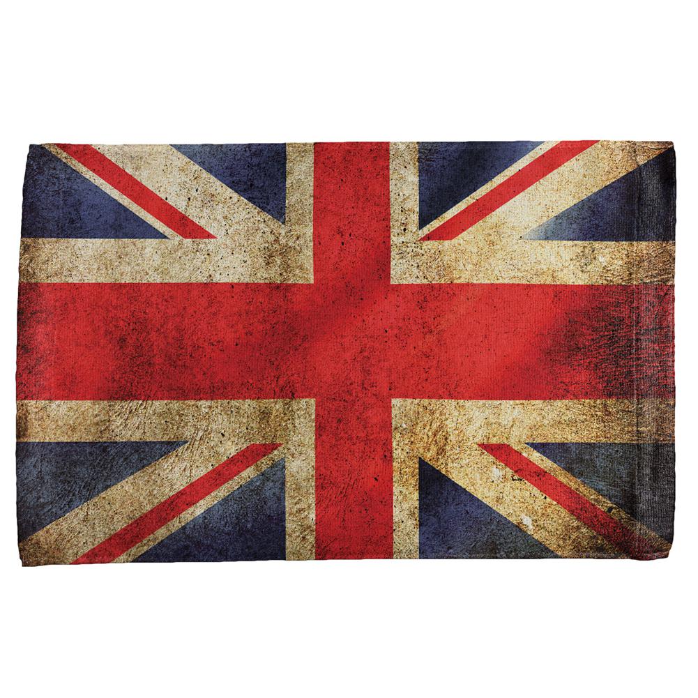 British Flag Union Jack Grunge Distressed All Over Hand Towel Hand Towel Old Glory OS Multi 