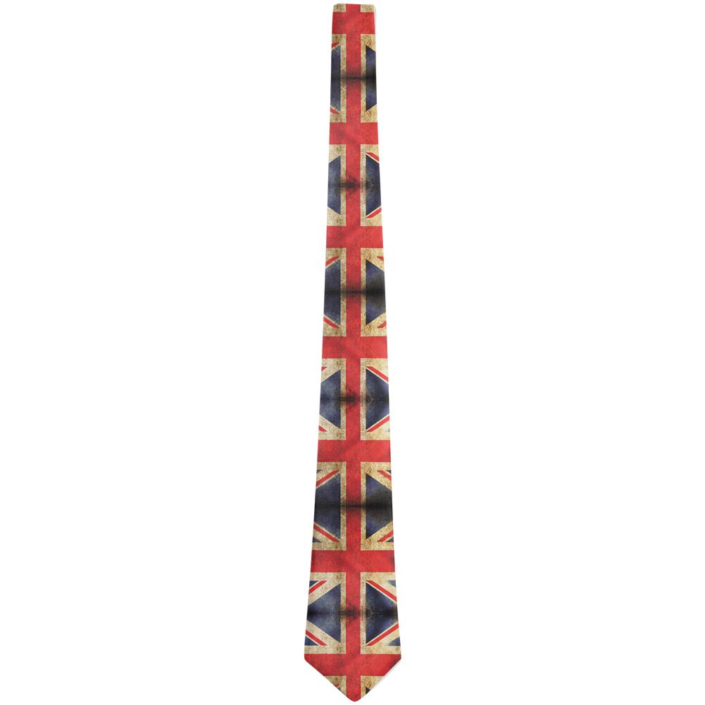 British Flag Union Jack Grunge Distressed All Over Neck Tie Ties Old Glory   