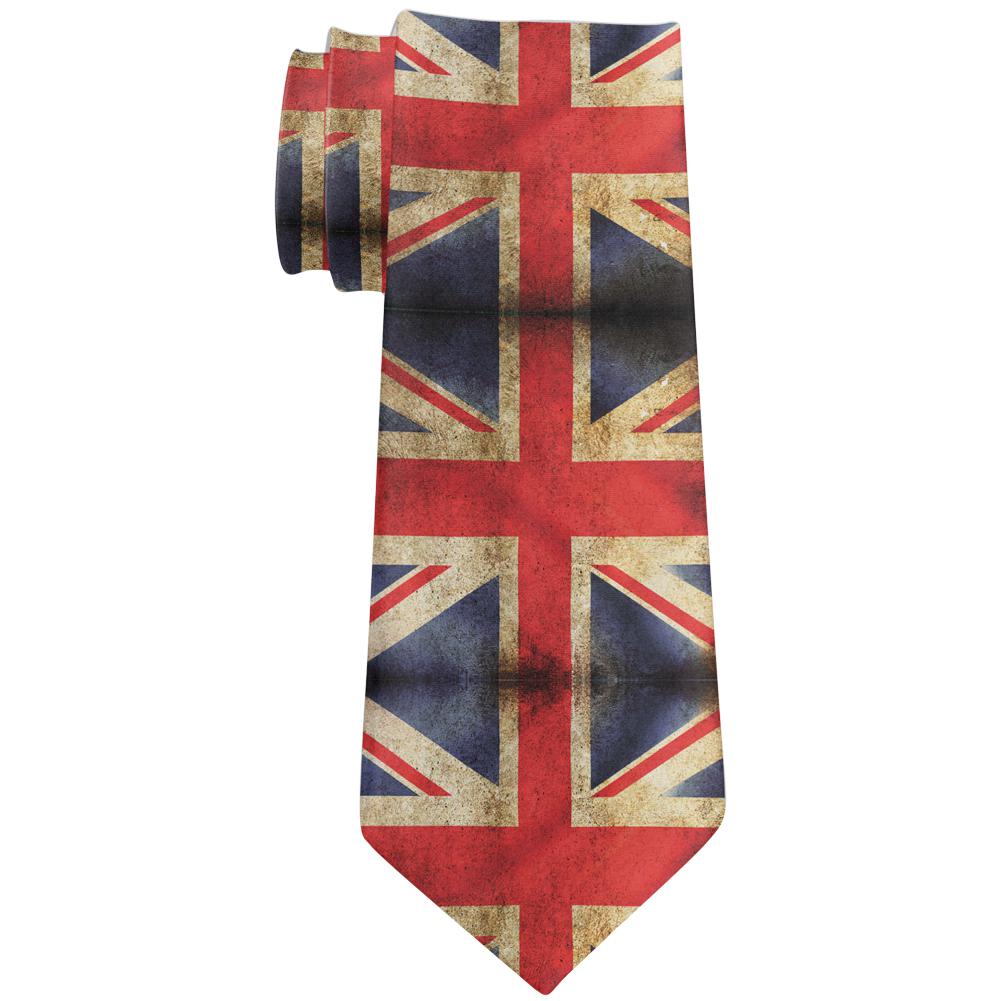 British Flag Union Jack Grunge Distressed All Over Neck Tie Ties Old Glory OS Multi 