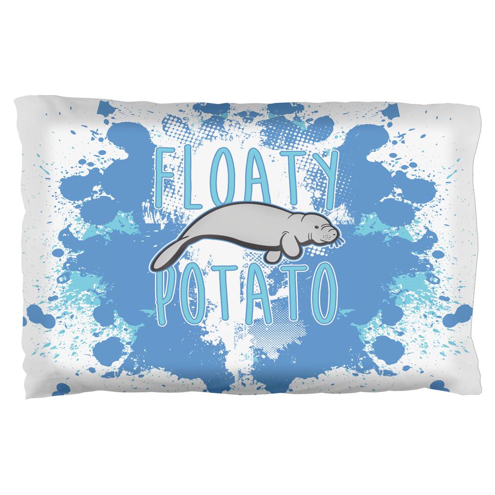 Floaty Potato Manatee Funny Grunge Splatter Pillow Case Pillowcases Old Glory OS Multi 