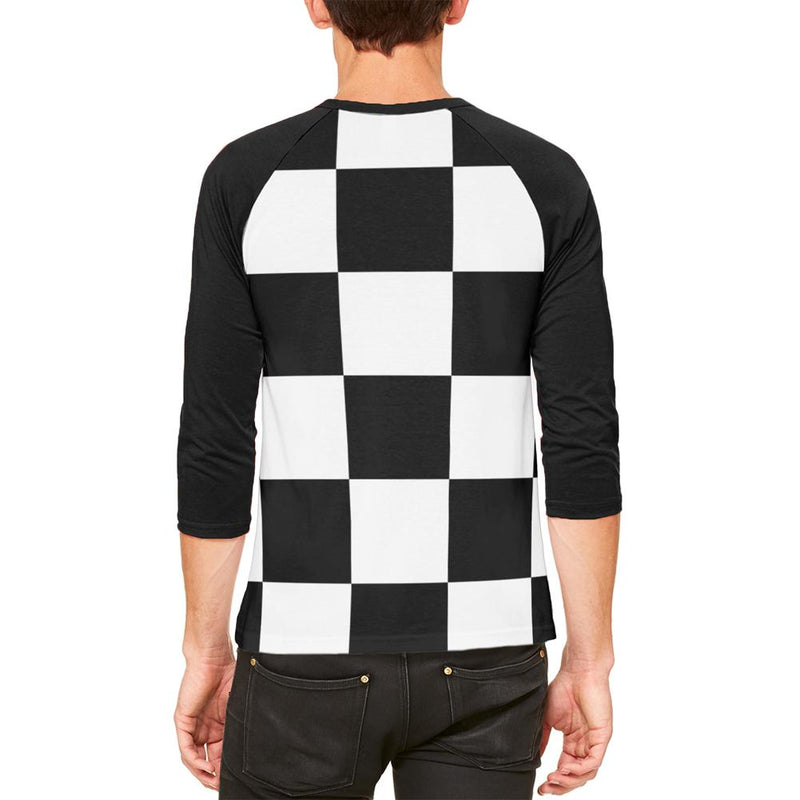 Finish Line Checkered Flag Mens Raglan T Shirt Men's Raglans Old Glory   