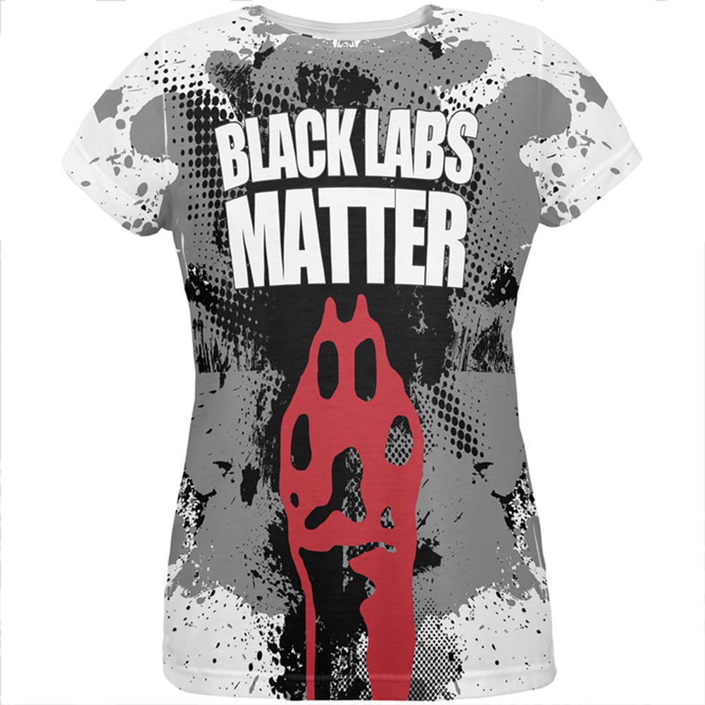 Black Labs Matter Funny Splatter All Over Womens T Shirt Women's T-Shirts Old Glory 2XL Multi 