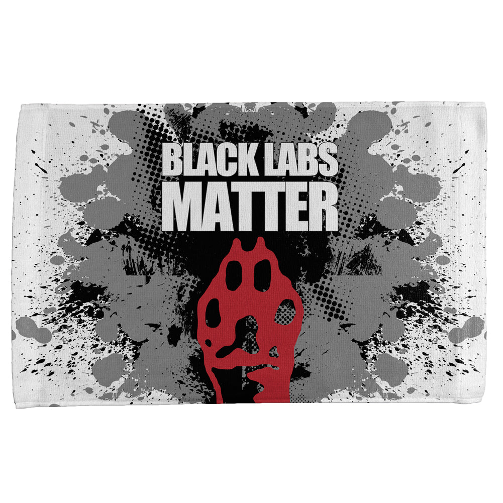 Black Labs Matter Funny Splatter All Over Hand Towel Hand Towel Old Glory OS Multicoloured 