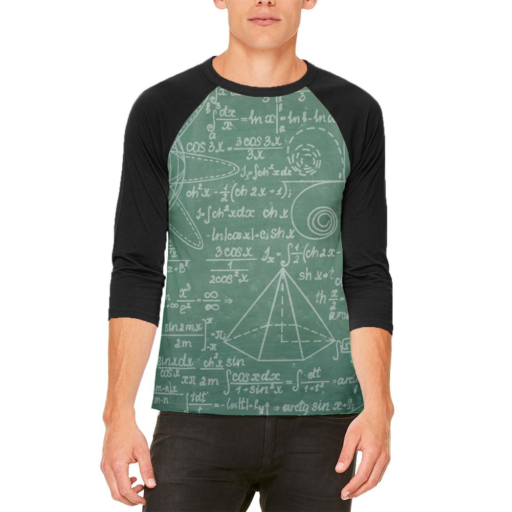 Math Geek Formulas Chalkboard Mens Raglan T Shirt Men's T-Shirts Old Glory 2XL White-Black 