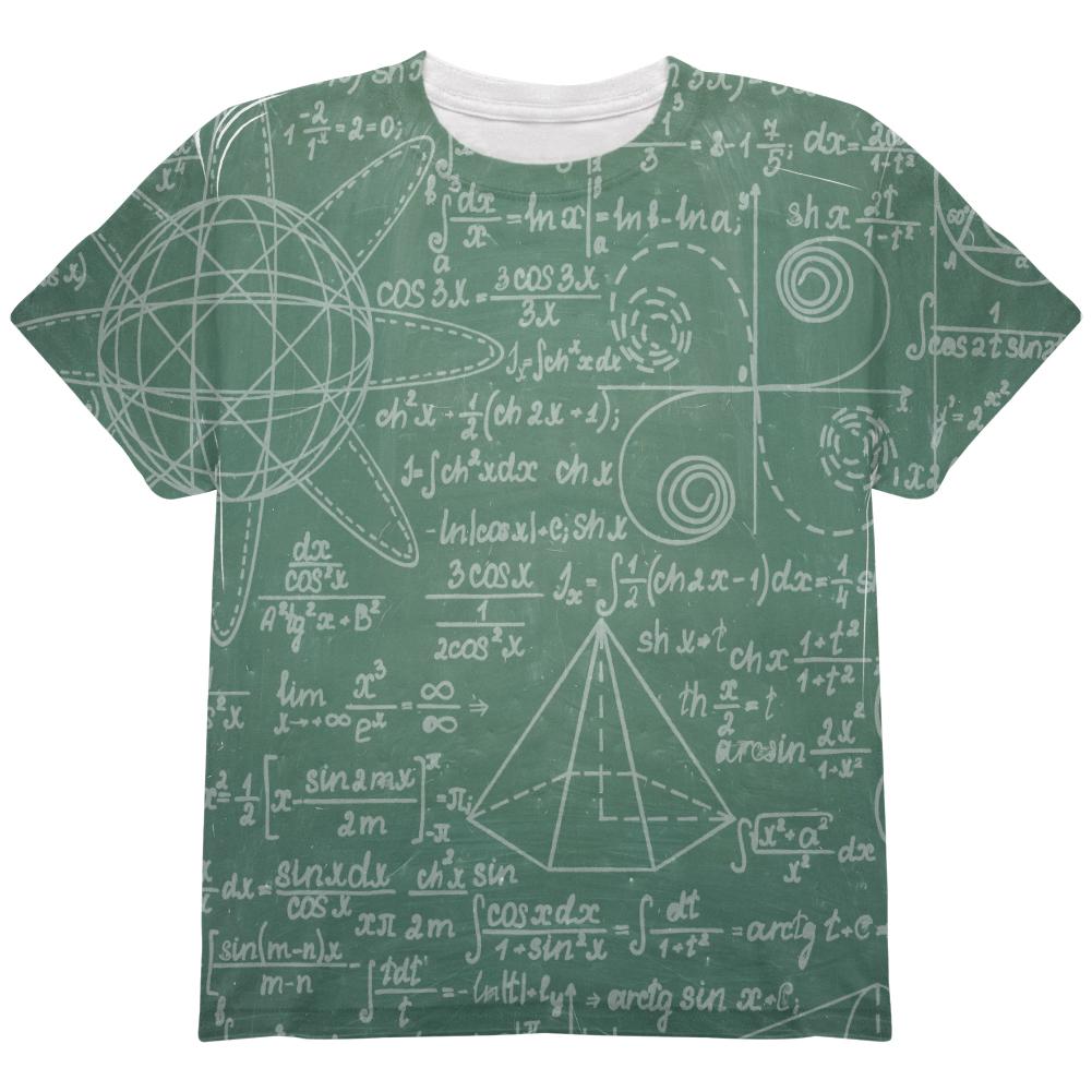 Math Geek Formulas Chalkboard All Over Youth T Shirt Youth T-Shirts Old Glory LG Multi 