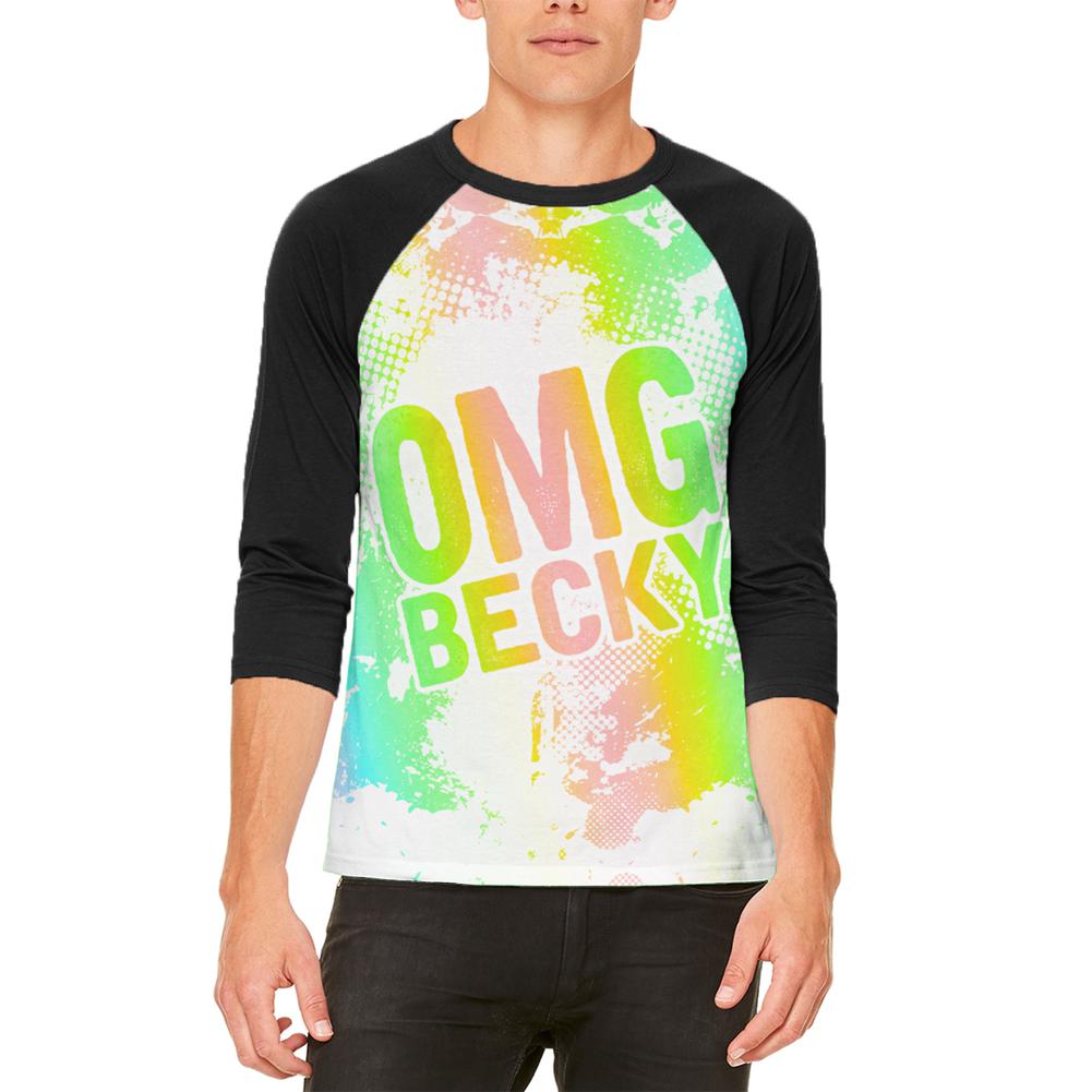 OMG Becky Make Up Splatter Mens Raglan T Shirt Men's T-Shirts Old Glory 2XL White-Black 