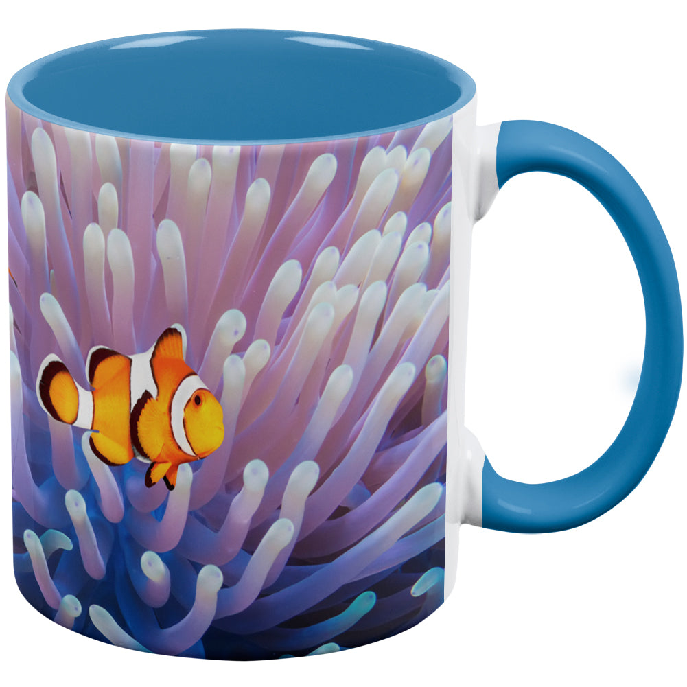 Clownfish Sea Anemone Aqua Handle Coffee Mug Coffee Mugs Old Glory OS White 