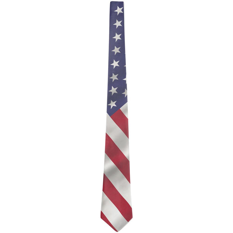 July 4th Patriotic Wavy American Flag All Over Neck Tie Men's Neck Ties Old Glory   