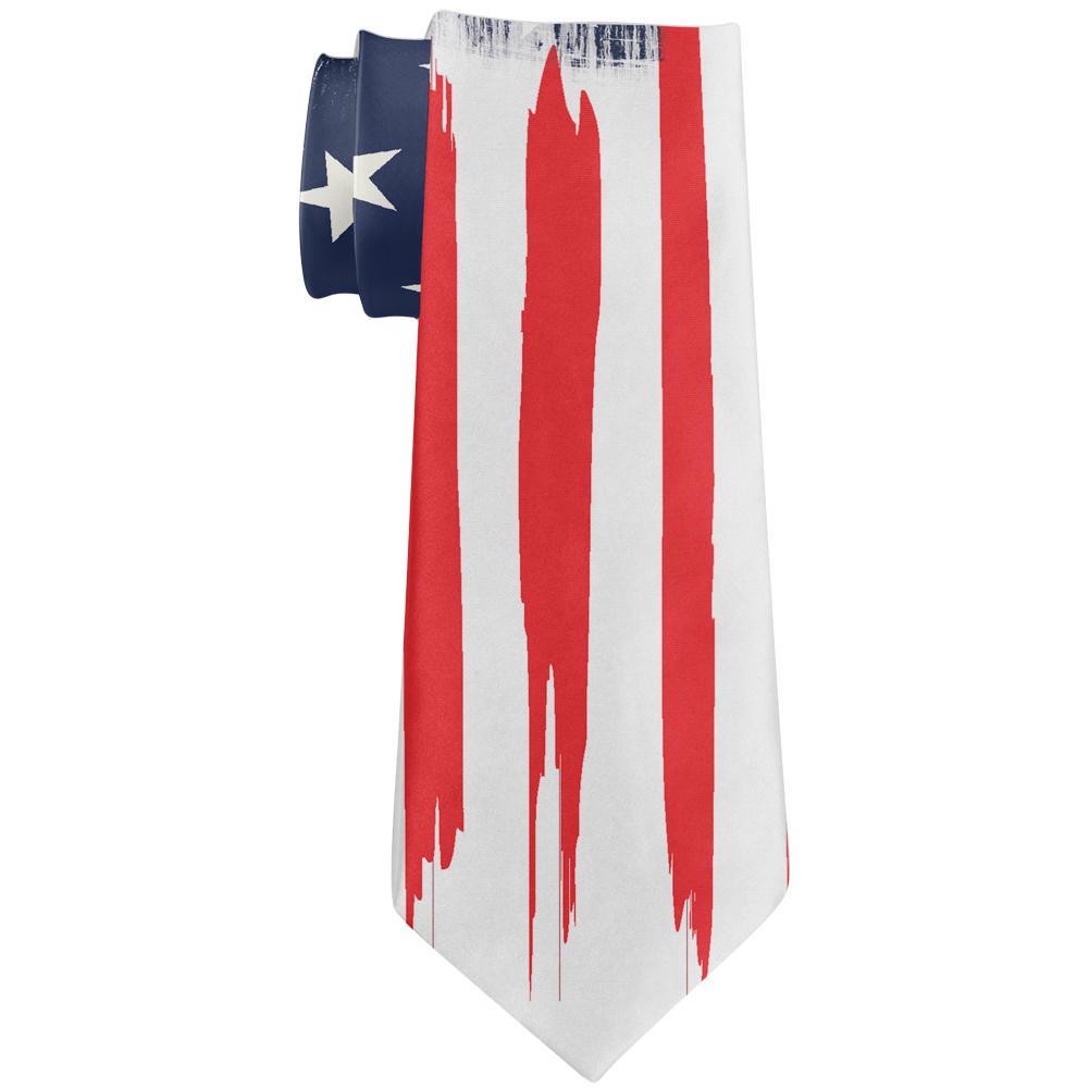 July 4th Patriotic Brushed American Flag All Over Neck Tie Men's Neck Ties Old Glory OS Multi 